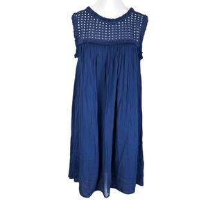 Tommy Bahama Crinkle Rayon Dress Navy Size Large Fully Lined